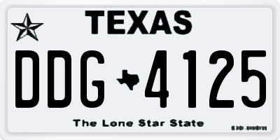 TX license plate DDG4125