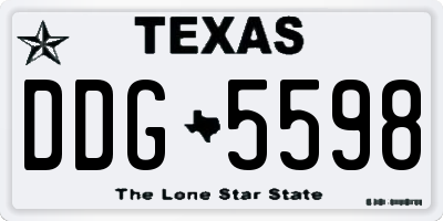 TX license plate DDG5598