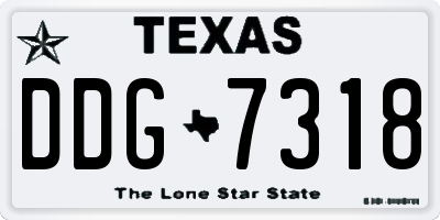 TX license plate DDG7318