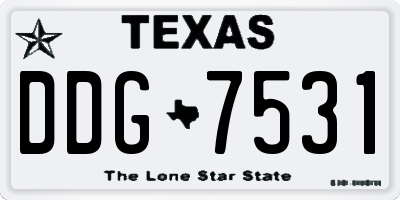 TX license plate DDG7531