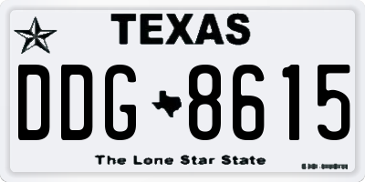 TX license plate DDG8615