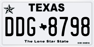 TX license plate DDG8798