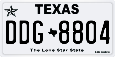 TX license plate DDG8804