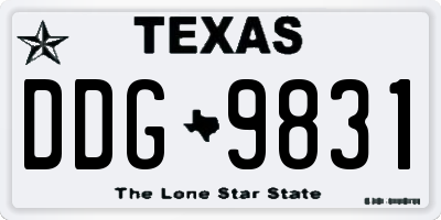 TX license plate DDG9831