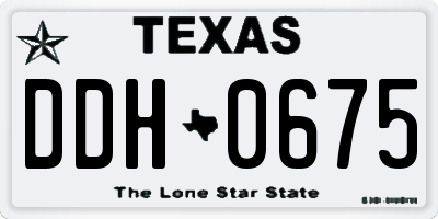 TX license plate DDH0675