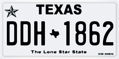 TX license plate DDH1862