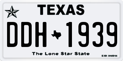 TX license plate DDH1939