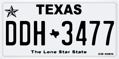 TX license plate DDH3477
