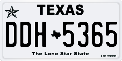 TX license plate DDH5365