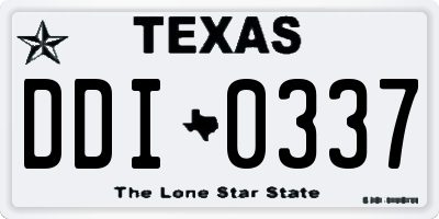 TX license plate DDI0337