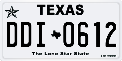 TX license plate DDI0612