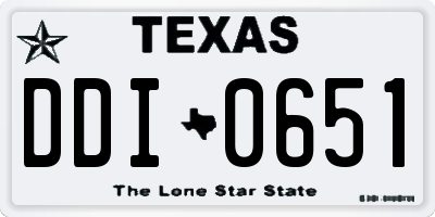 TX license plate DDI0651