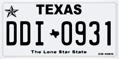 TX license plate DDI0931