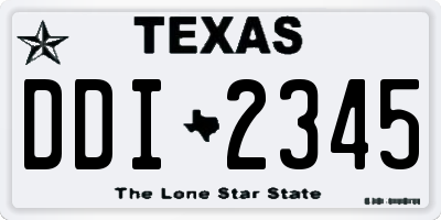 TX license plate DDI2345