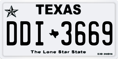 TX license plate DDI3669
