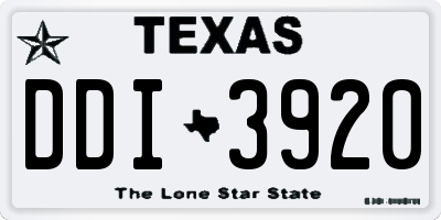 TX license plate DDI3920
