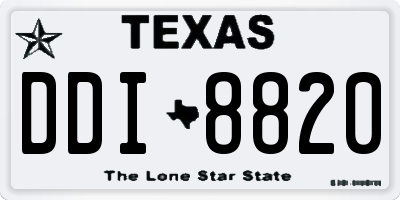 TX license plate DDI8820