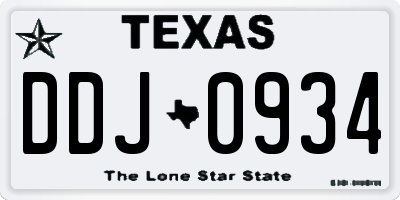TX license plate DDJ0934