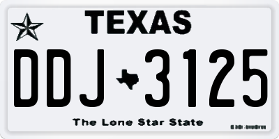 TX license plate DDJ3125