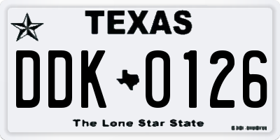 TX license plate DDK0126
