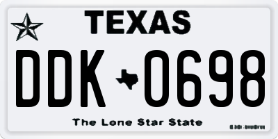 TX license plate DDK0698