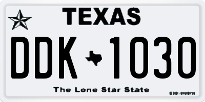 TX license plate DDK1030