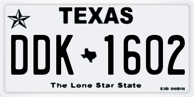 TX license plate DDK1602