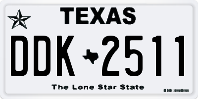 TX license plate DDK2511