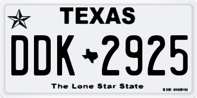 TX license plate DDK2925