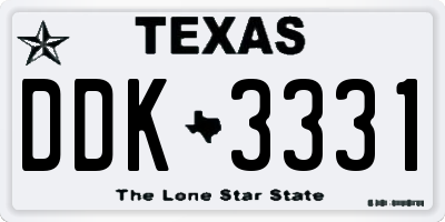 TX license plate DDK3331