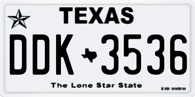 TX license plate DDK3536