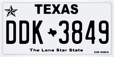TX license plate DDK3849
