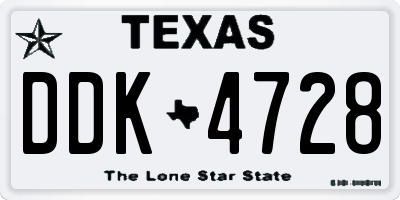 TX license plate DDK4728