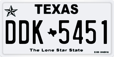 TX license plate DDK5451