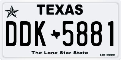 TX license plate DDK5881