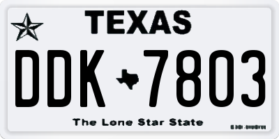 TX license plate DDK7803