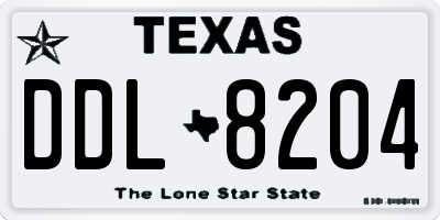 TX license plate DDL8204