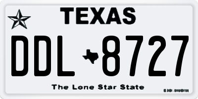 TX license plate DDL8727