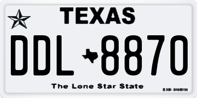 TX license plate DDL8870