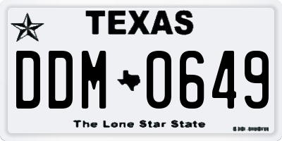 TX license plate DDM0649
