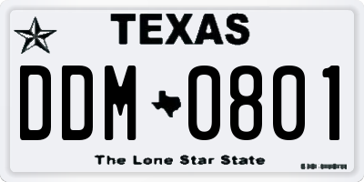 TX license plate DDM0801
