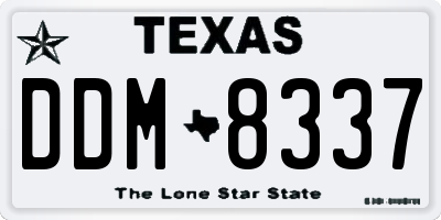 TX license plate DDM8337