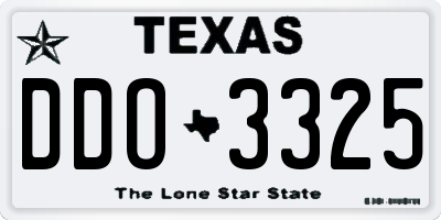 TX license plate DDO3325