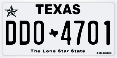 TX license plate DDO4701