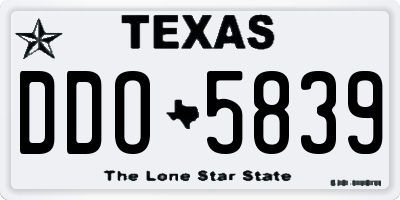 TX license plate DDO5839