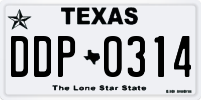 TX license plate DDP0314
