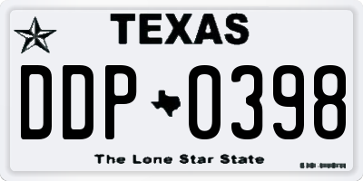TX license plate DDP0398
