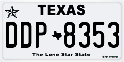 TX license plate DDP8353