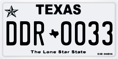 TX license plate DDR0033