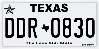 TX license plate DDR0830